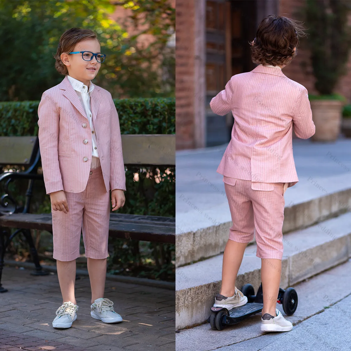 Kid Blazer for Baby Boys Pink Dinksedos Małe dzieci na przyjęcie weselne Prom Birthday Wear 2 sztuki (kurtka+spodnie)