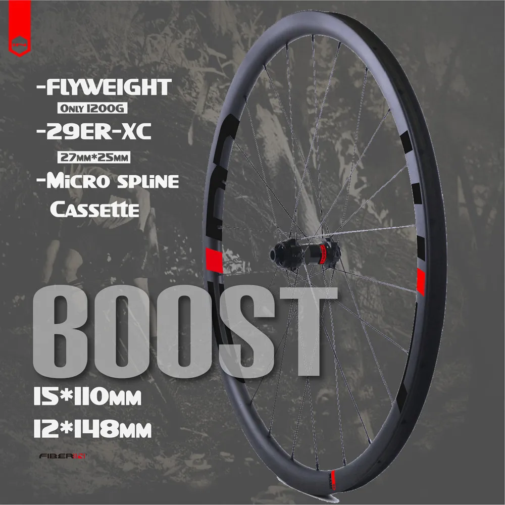 Bike Wheels FIM Flyweight MTB Wheelset 29er 15 110 12 148 Mountain 27 30mm Tubeless Ready XC Width Carbon Hookless Boost 230621