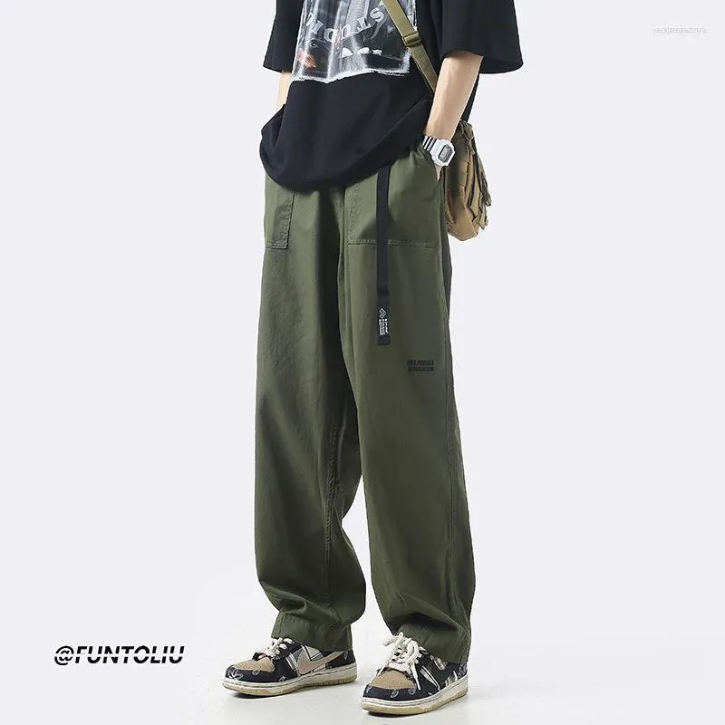 Men's Pants Men's Retro Green Overalls Men Summer Thin Japanese Cityboy Tide Brand Straight Casual