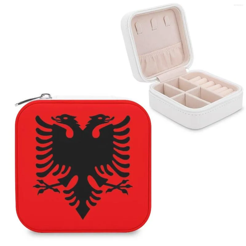 Jewelry Pouches Albania. Black Eagle On Red Albanian Flag Of Albania Tale The Eagle. Storage Box Portable Leather