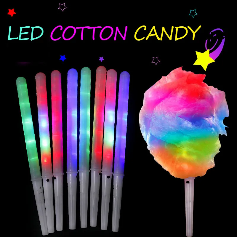 Party Favor LED Light Up Cotton Candy Cones Party Favor Colorful Glowing Marshmallow Sticks Impermeable Glow Festival Gifts Q234