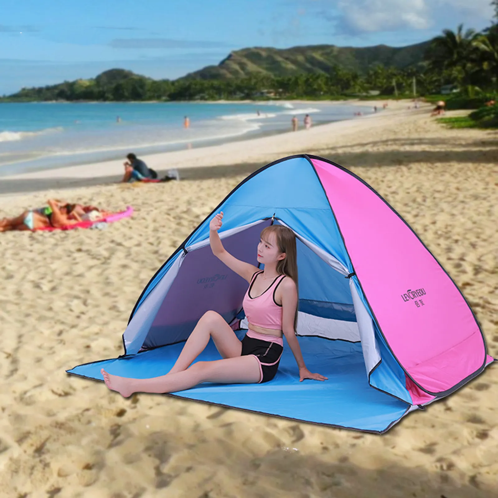 Tentes et Abris Portable Plage Tente Extérieure Automatique Instantanée Pop up Camping Voyage Anti UV Abri Pêche Randonnée Pique-Nique 230621