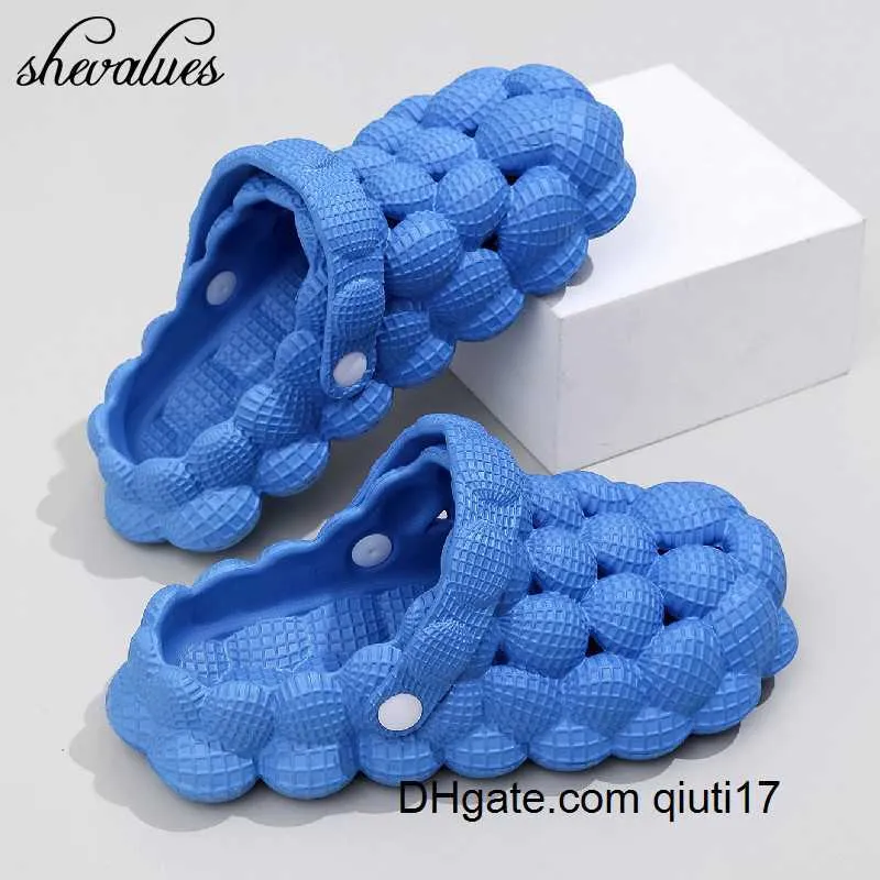 Slipare SheValues ​​Women Clogs Söta bubbla Boll Sandaler Summer Inomhus Massage EVA Slides Outdoor Stängt tå Fashion Beach Shoes Qiuti17