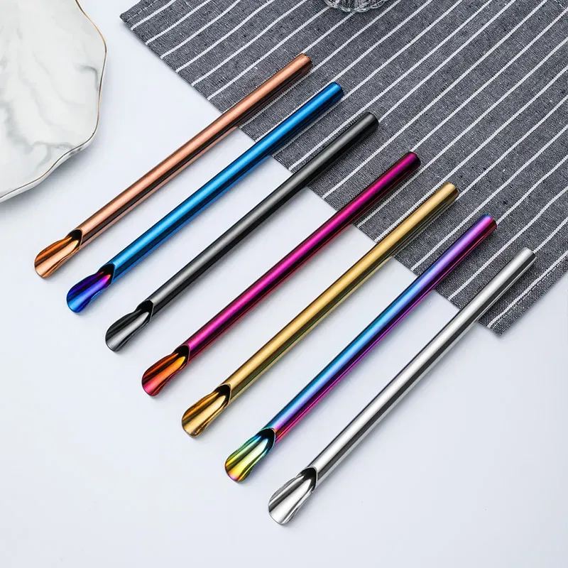 304 Stainless Steel Drinking Straws Portable Summer Milk Tea Smoothie Straw Creative kitchen Bar Counter supplies