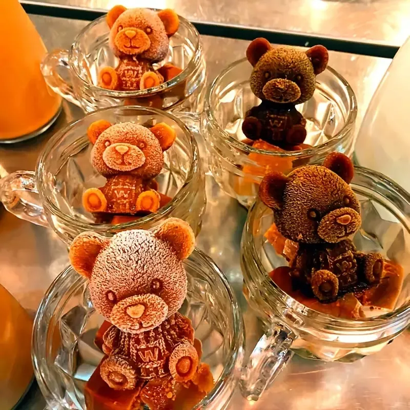 1 st Siliconen 3D Bear Mould Making Ice Cube Ice Mould Box Ice Cream Coffee Shop Chocolade Schimmel