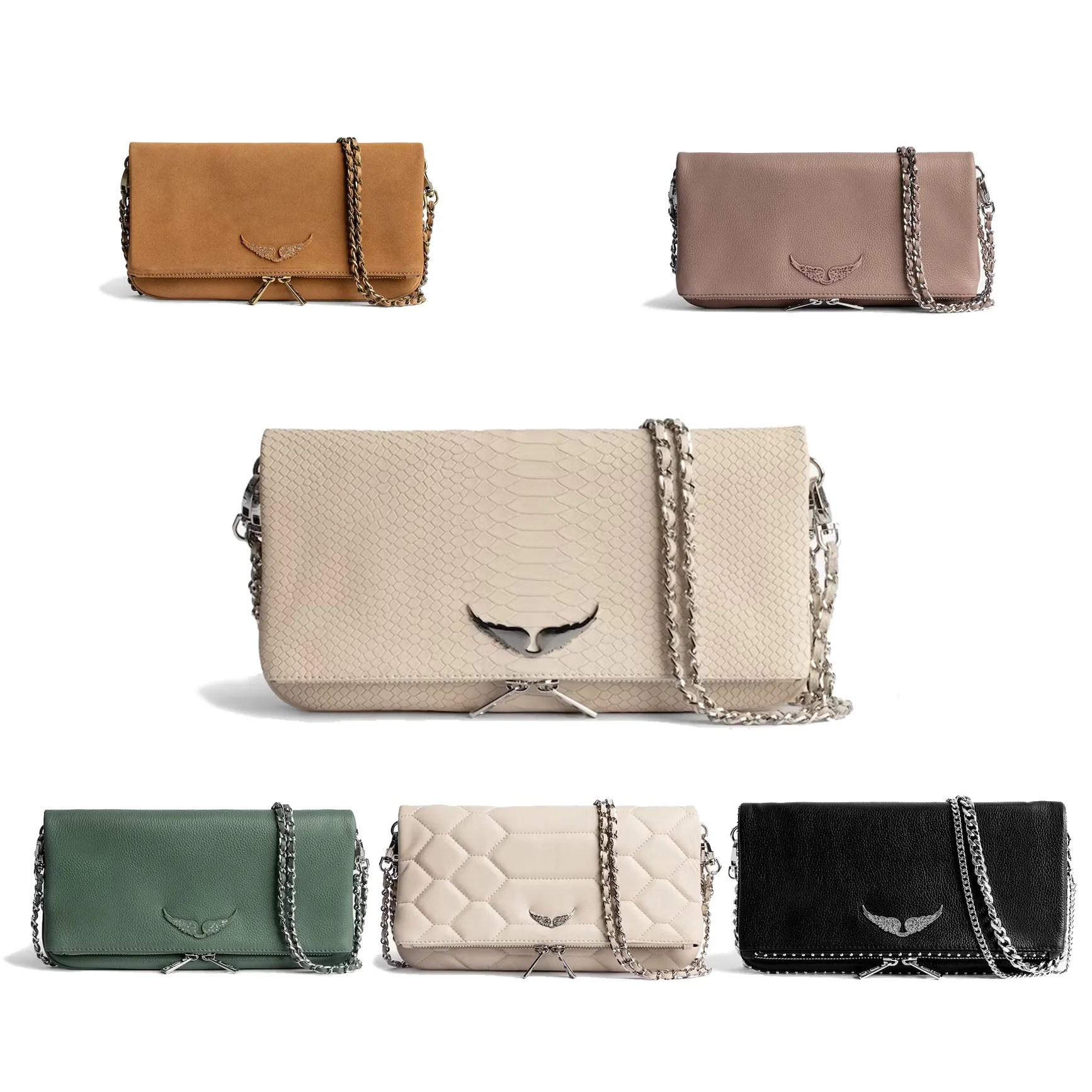 Zadig Voltaire Luxurys Pochette Rock Swing Sholdle Bag Your Wings Wings Winens Cross Body Mens Clutch Bagsデザイナーハンドバッグヴィンテージレザーウォレットスリングトートバッグ