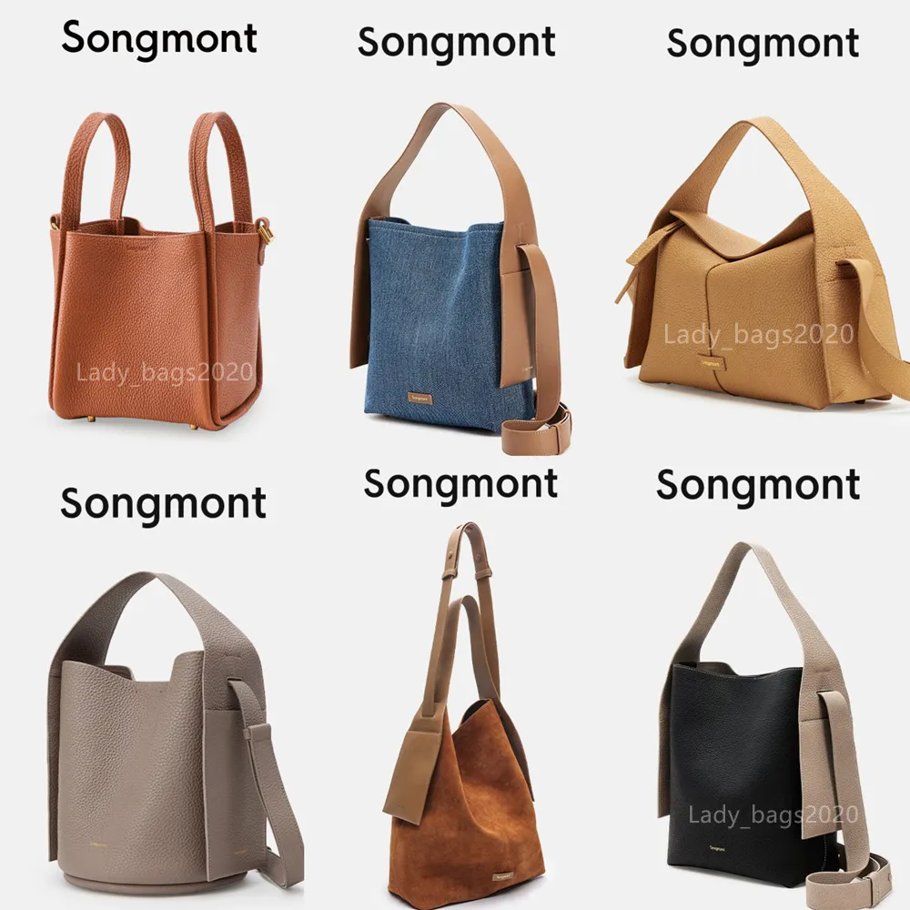 Songmont Bag Bucket Luna Bags Designer Underarm Hobo Bag Bag Luxury Large Tous Half Moon Leather Pres