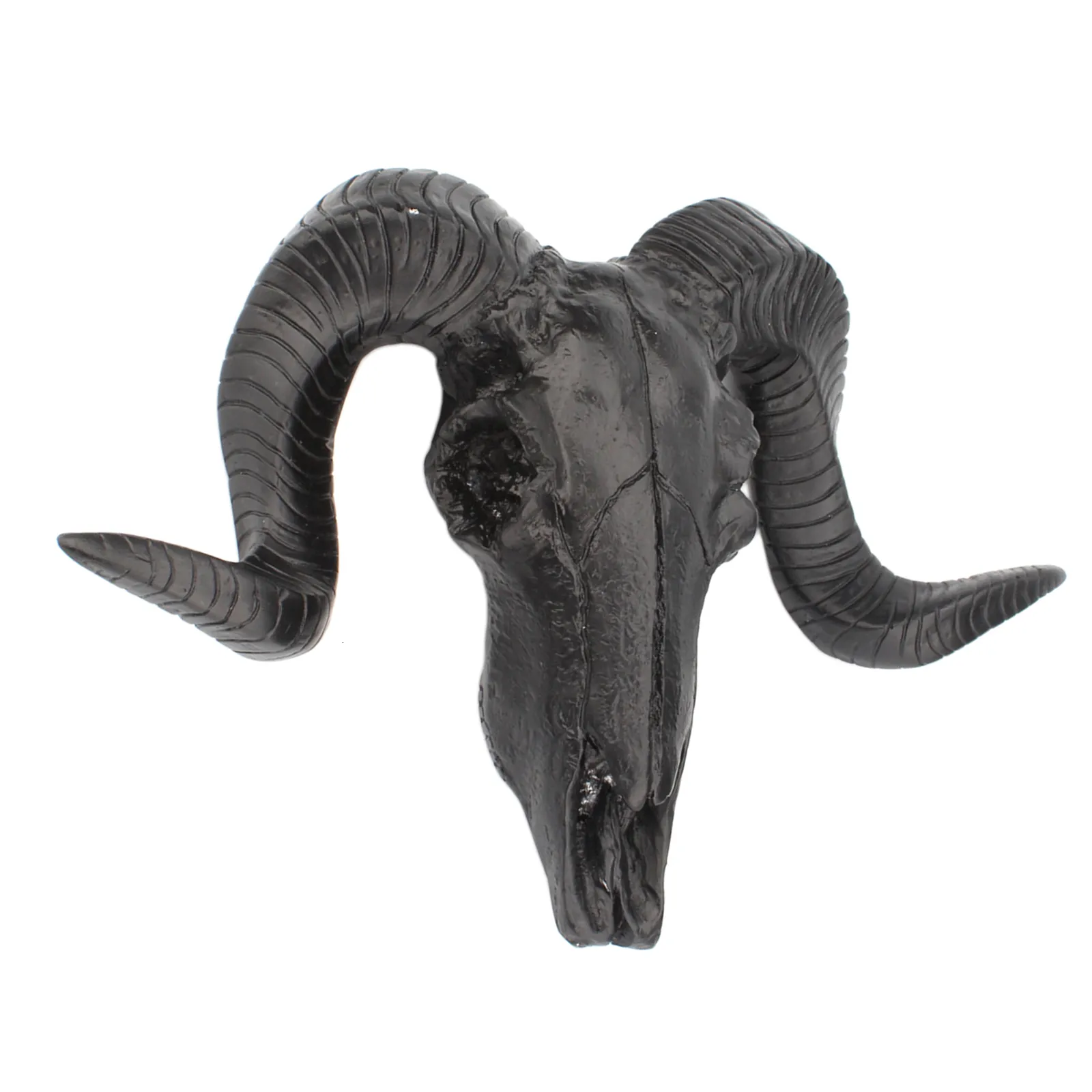 装飾的なオブジェクト図形の羊の頭蓋骨の家の装飾ラムカールした角壁ぶら下がっている壁に垂れ下がったキリンの彫刻野生生物動物の頭の壁の装飾装飾品230621