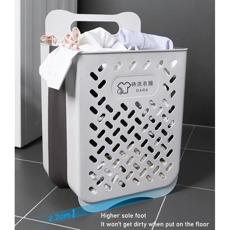 1pc Foldable Wall Mounted Laundry Basket With Hollow Out Design, Bathroom  Gap Storage Hamper