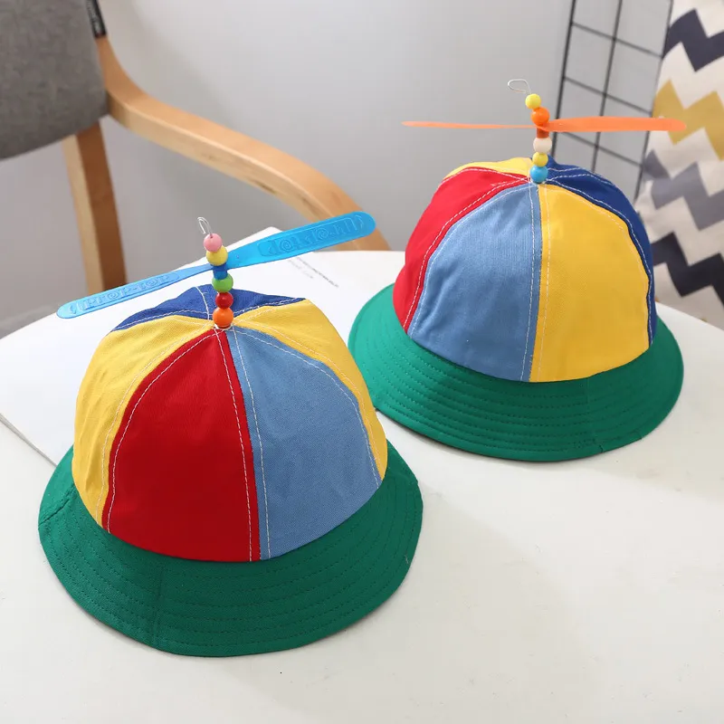 Multicolor Propeller Childrens Bucket Hat For Kids Wide Brim