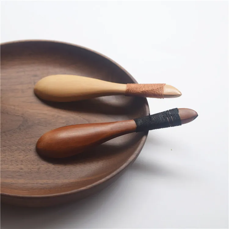 Cuillère en bois écologique de Style japonais Ustensile de cuisine courte Cuisson Sucre Sel Petites cuillères