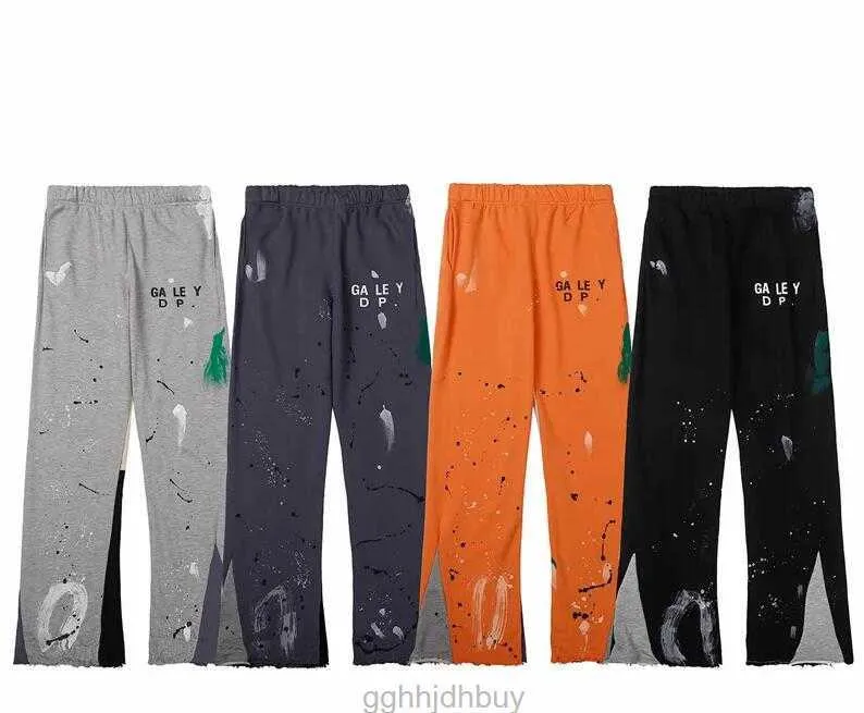 Heren Jeans Broek Galleries Joggingbroek Dept Gespikkelde Letter Print Heren Dames Paar Losse Veelzijdige Casual Broek Recht Graffiti Oranje Grijs T344