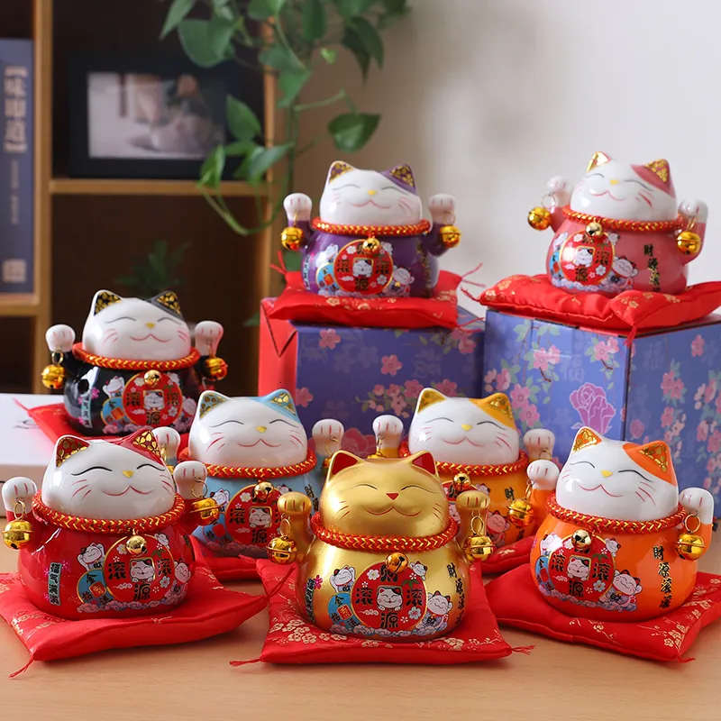 4.5 inch Maneki Neko Ceramic Lucky Cat Home Decor