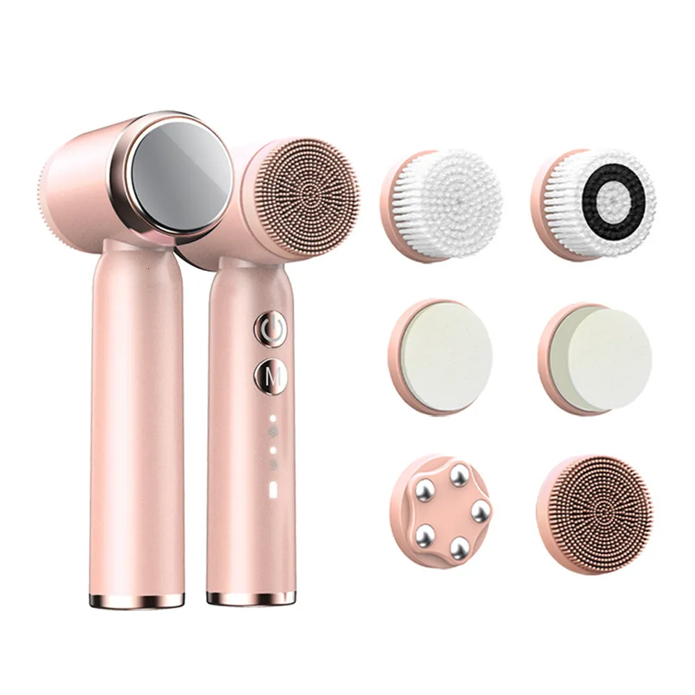 Cleaning Tools Accessories Ultrasonic Cleansing Brush Waterproof 6 In 1 Auto Rotating Face Skin Acne Pore Cleaner Electric Blackhead Removal Machine 230621