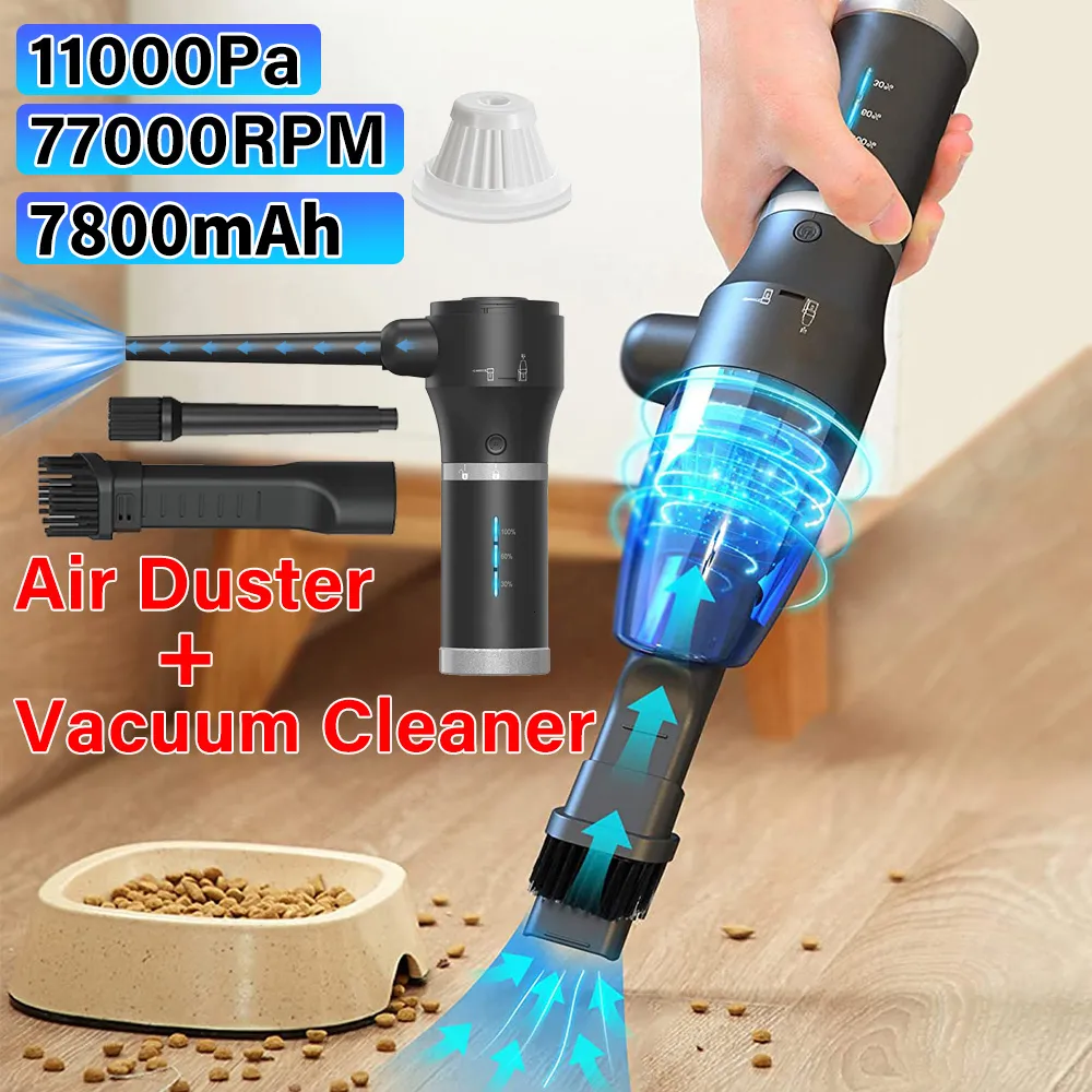 Vacuums Powerful Air Blower for Computer Cordless Air Duster Vacuum Cleaner Wireless Air Gun Dual Use Duster for PC Car Keyboard 230621