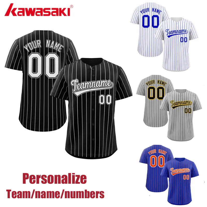 Other Sporting Goods Custom Pinstripe Baseball Jersey Button Down Shirt Printed or Personalized Name Number for MenWomenYouth 230621