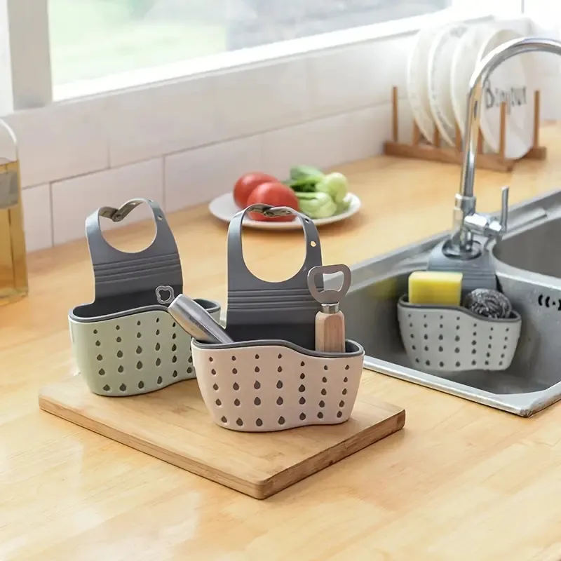 1pc Kitchen Organizer Adjustable Snap Sink Sponge Holder Kitchen Hanging Drain Basket Kitchen Gadgets