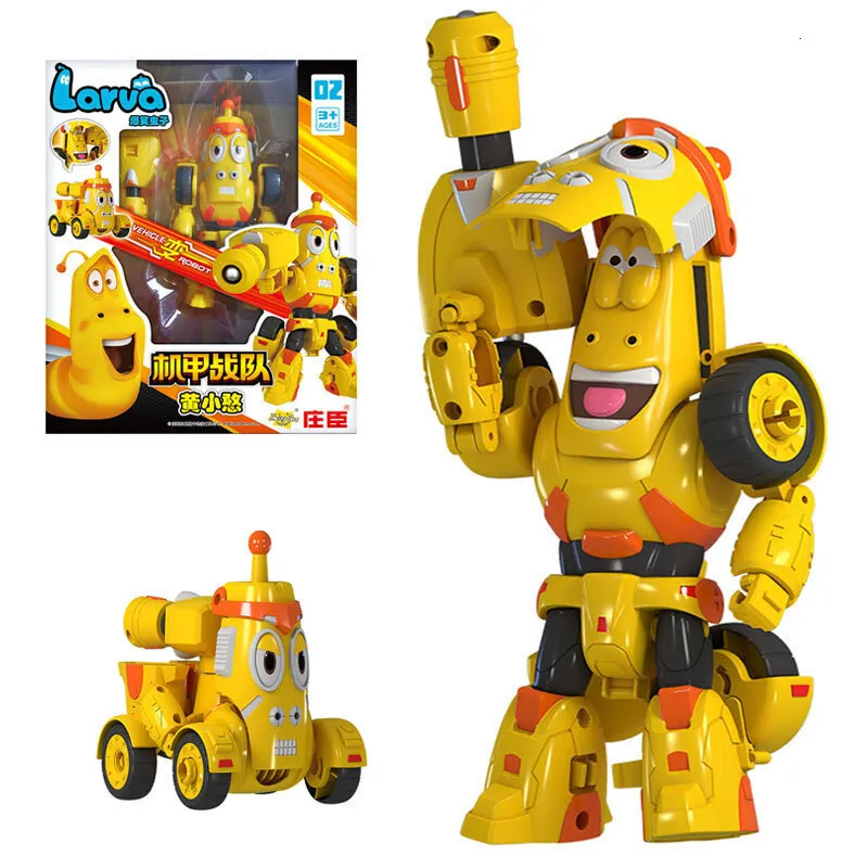 Brinquedos de transformação Robôs de alta qualidade ABS Diversão Larva Brinquedos de transformação Figuras de ação Modo de carro de deformação e Modo Mecha para presente de aniversário 230621