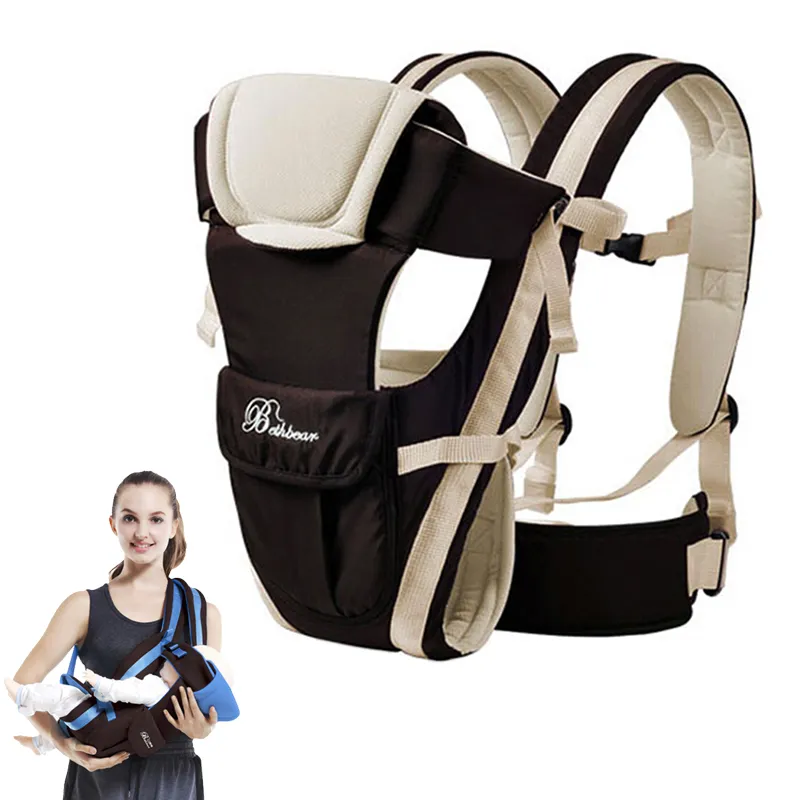 Bebek taşıyıcı sırt çantası nefes alabilen ön 4'e 1 bebek rahat askı sırt çantası torbası sarma bebek kanguru