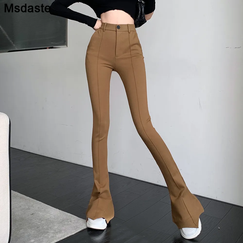 Spodnie Kobiety buty z wysokim talią Cut Slim Bodycon Kobiety Spandex Elastyczny Elasitc Pantalones de Mujer chuda kobieta