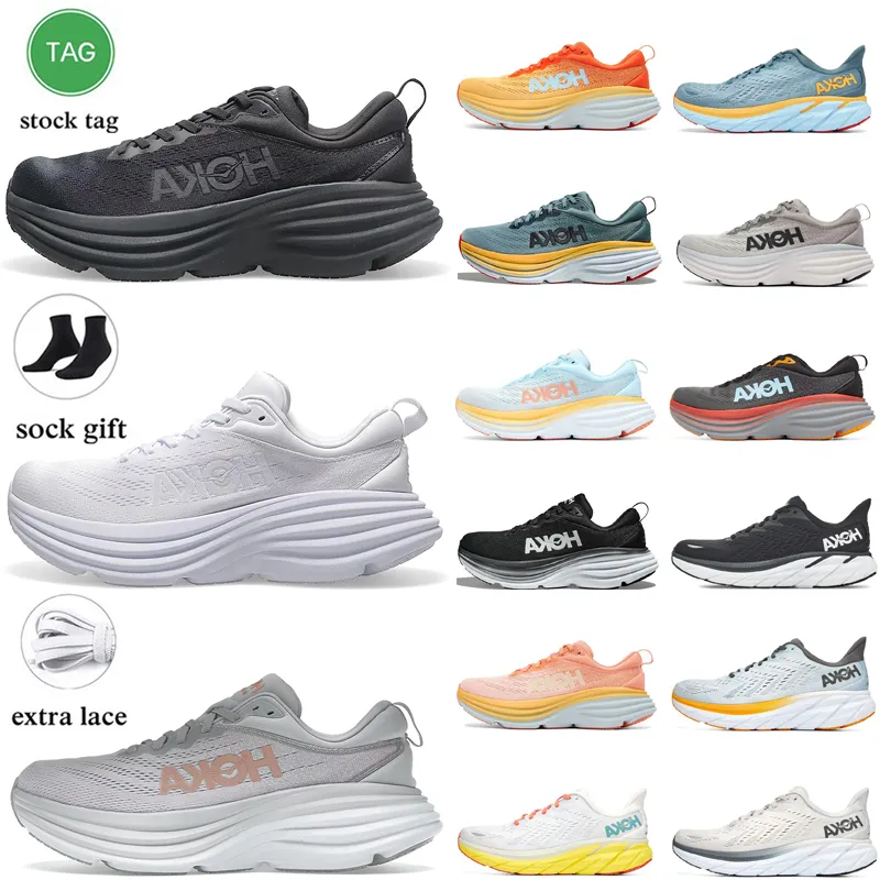 2023 Hoka One One Clifton 8 9 Hokas Running Shoes Bondi 8 White Black