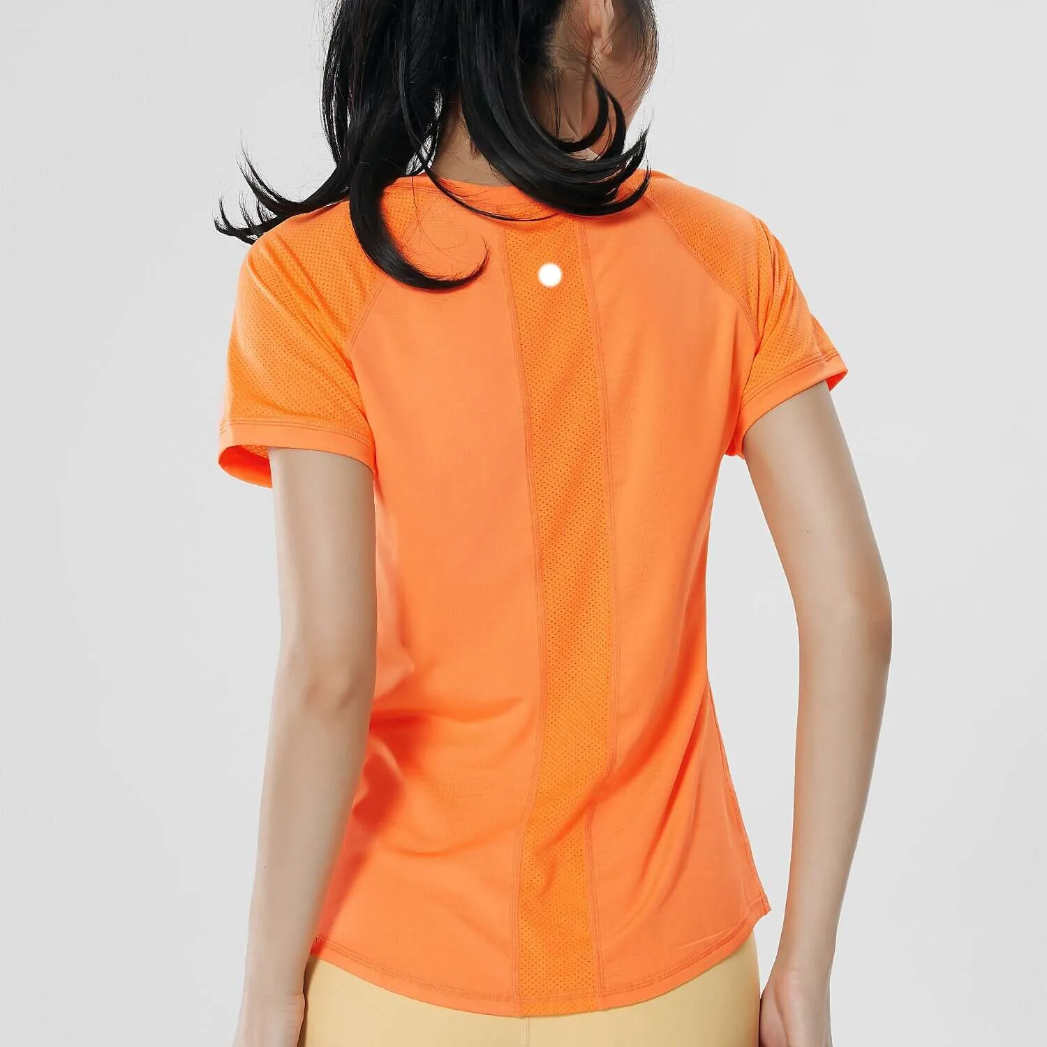 LL Designer Rundhals-Sport-Mesh-Schnelltrocknendes T-Shirt Damen Sommer Kurzarm Dünner Yoga-Anzug Atmungsaktiv Slim Fit Professionelles Lauf-Fitness-Top