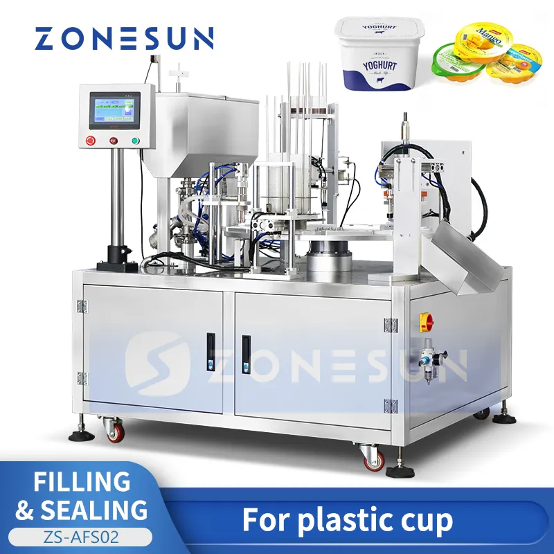 ZONESUN ZS-AFS02 Fully Automatic Cup Filling and Sealing Machine Liquid Jelly Cream Beverage Cosmetics Food Packaging