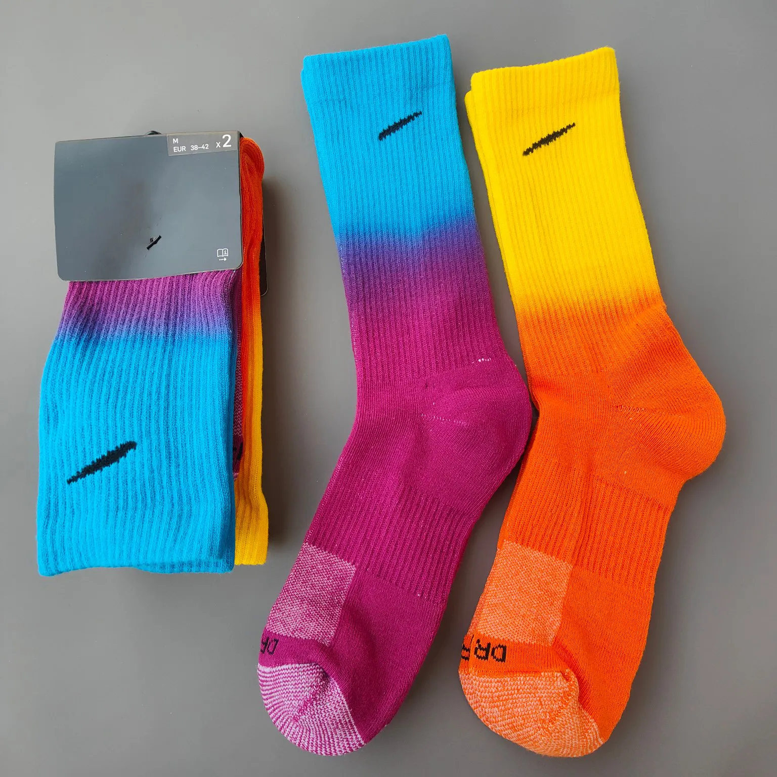 Socks tech fleece tie dye mens socks colorful fashion stockings all match womens breathable cotton football basketball sports men