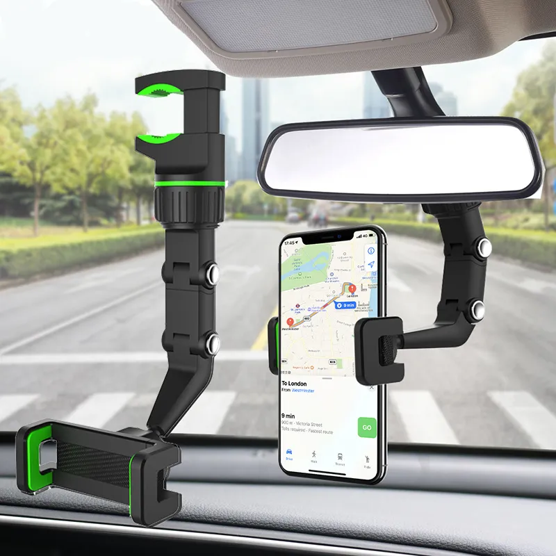 Car Phone Holder Mount for Rearview Mirror Seat Back Headrest Hanging Clip Mobile Phone Support Stand Adjustable Bracket