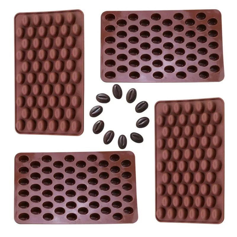Moules de cuisson 55 trous Silicone 3D grain de café chocolat moule  antiadhésif Fondant gâteau décor chocolat pouding gelée moules Q231