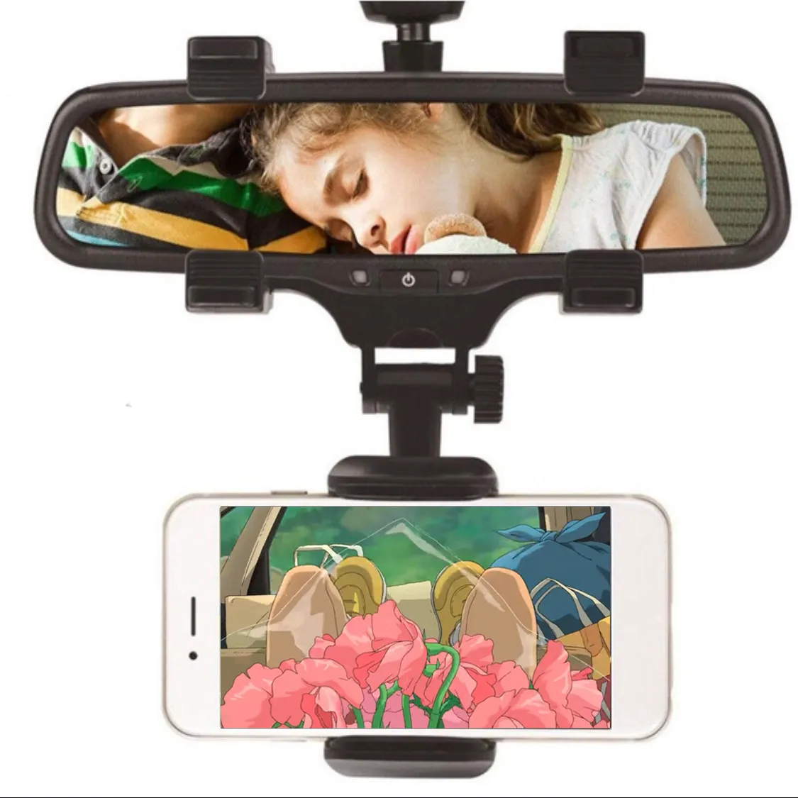 Rotatable Adjustable Car Rearview Mirror Phone Holder Universal GPS Mounts Hanging Bracket Car Phone Holders