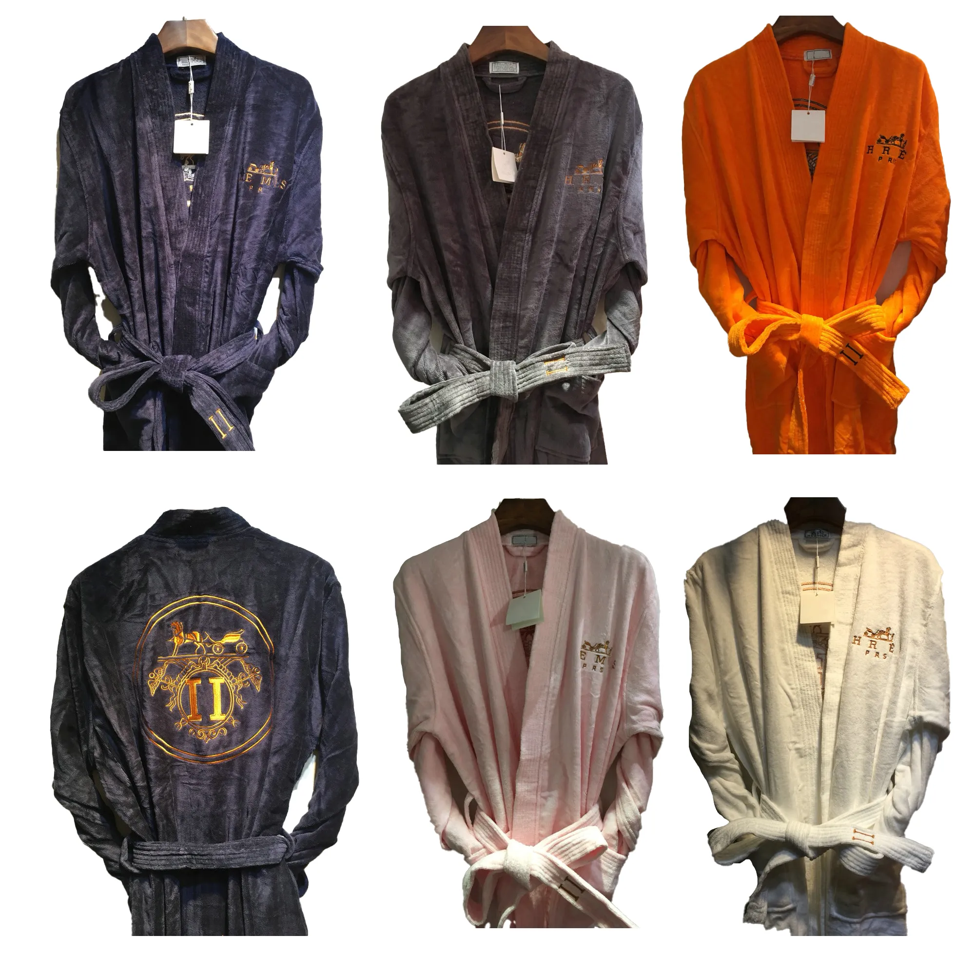Peignoir de maison en coton brodé de luxe pour hommes, plus épais yukata couple, pyjama de marque pour hommes et femmes, kimono, peignoir chaud, vêtements de détente, peignoir unisexe
