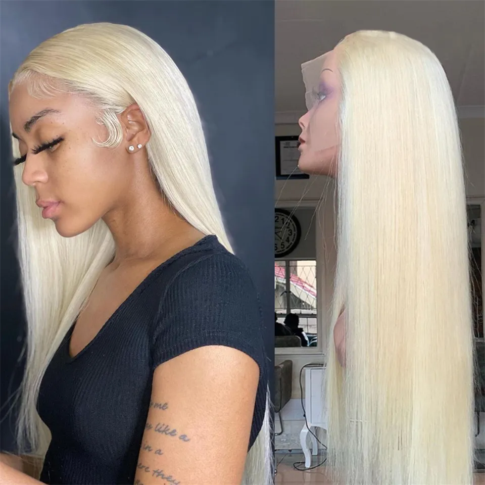 613 perruque blonde avant de lacet perruque de cheveux humains brésilien os droite perruques de cheveux humains pour les femmes noires T partie perruque pour 180%