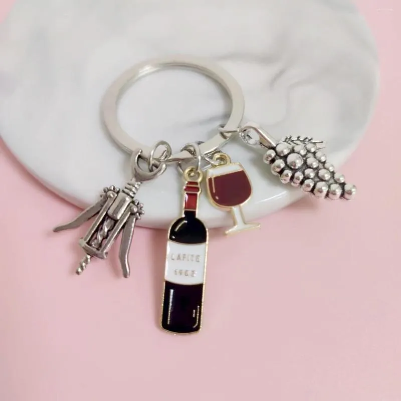Keychains Cross Border -selling Red Wine Glass Opener In Europe And America Keychain Personalized Creative Keyring