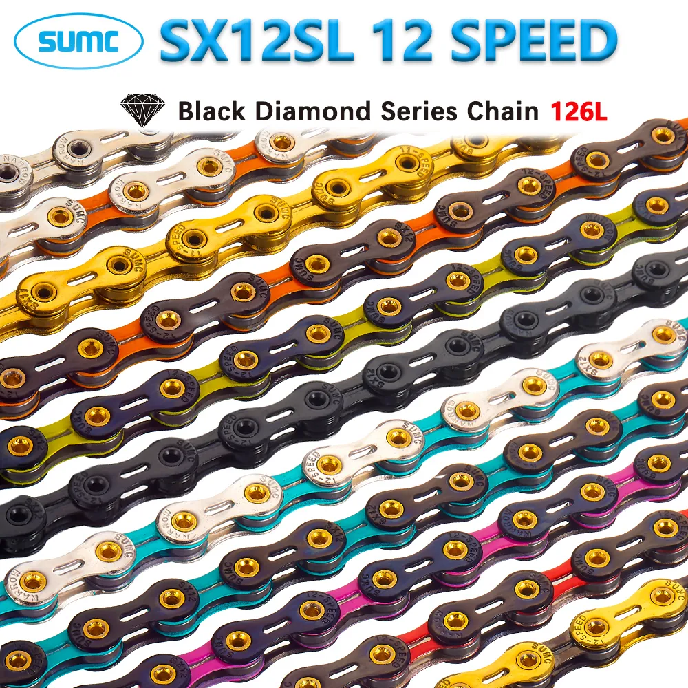 Correntes de bicicleta SUMC 12 Speed Chain MTB Road Diamond serie 126L Ultralight SX12SL Color Mountain Bike 12V para Shimano Sram 230621