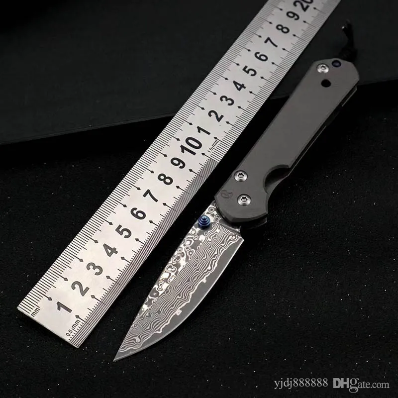 Style amerykańskie Damascus Chris Sebenza 21 taktyczne składanie noża TC4 Titanium Rejonka samokontrola polowania kieszonkowa noża UT85 BM 535 940 485 3400 4600 9400 Rocket