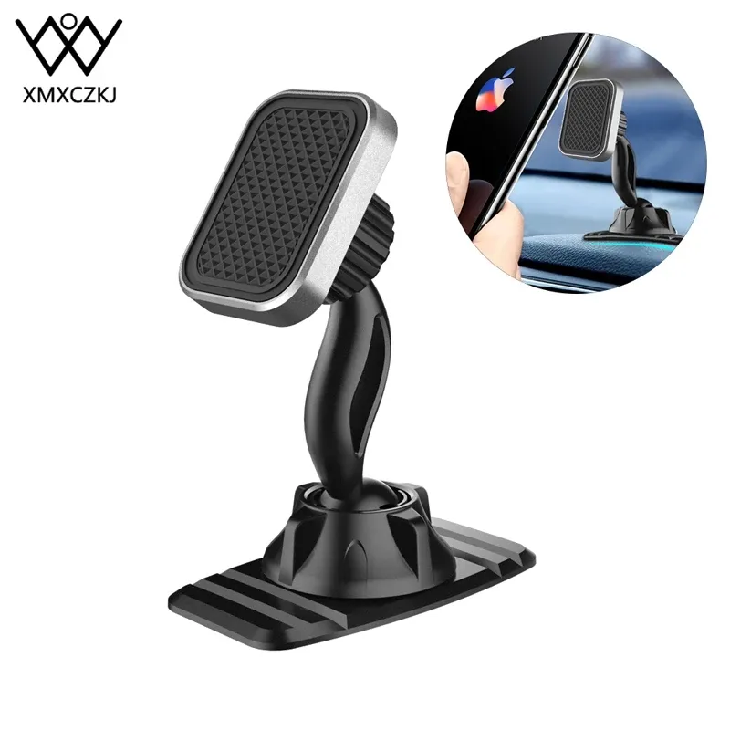 XMXCZKJ Support de téléphone magnétique universel pour voiture Double aimant puissant Rotation à 360 ° Support de téléphone portable pour tableau de bord pour iPhone 11 Xiaomi