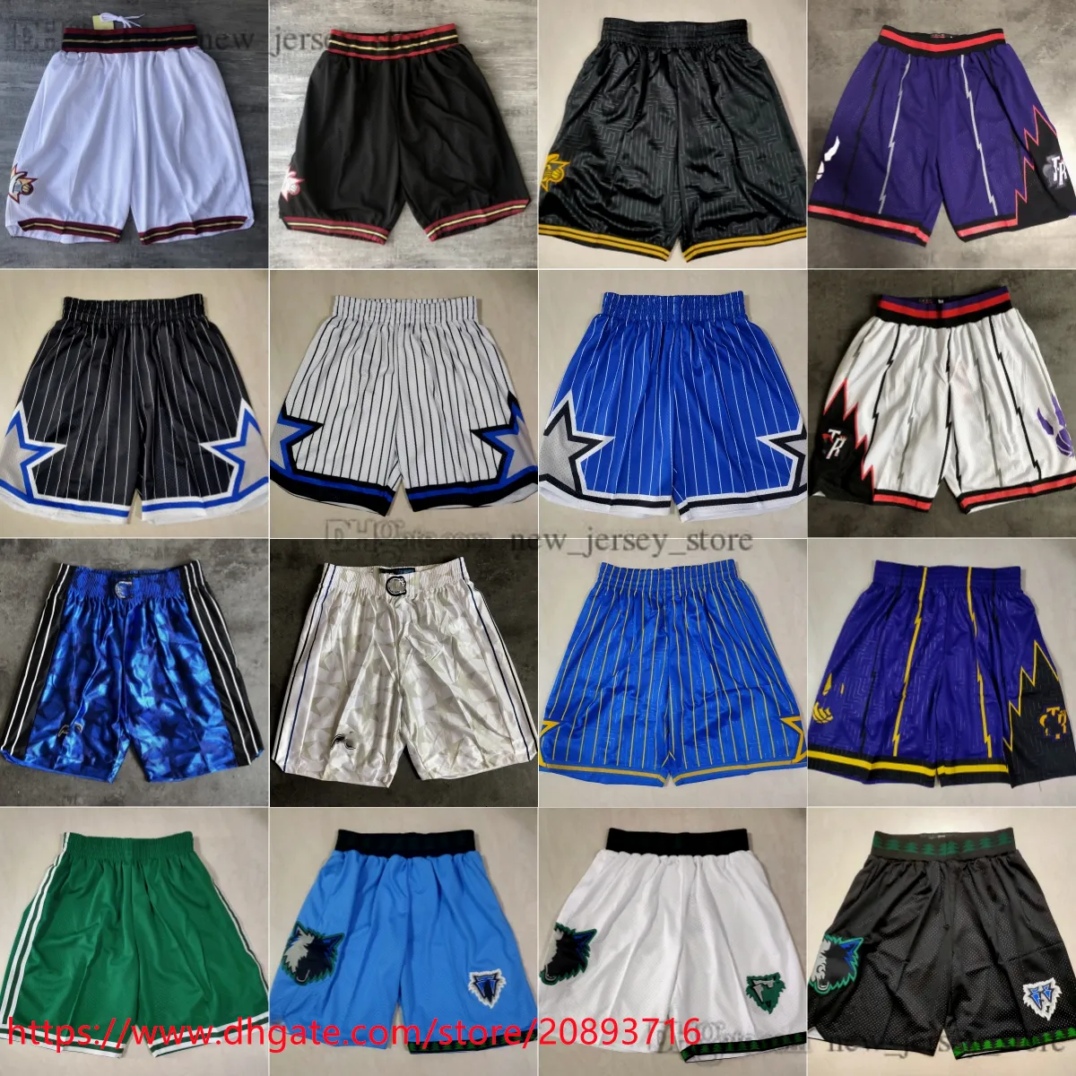 Classic Retro Basketball Shorts Stitched Man Breathable Gym Training Beach Pants Baskeball Sweatpants Pant Pocket Short S-XXL Black White Purple