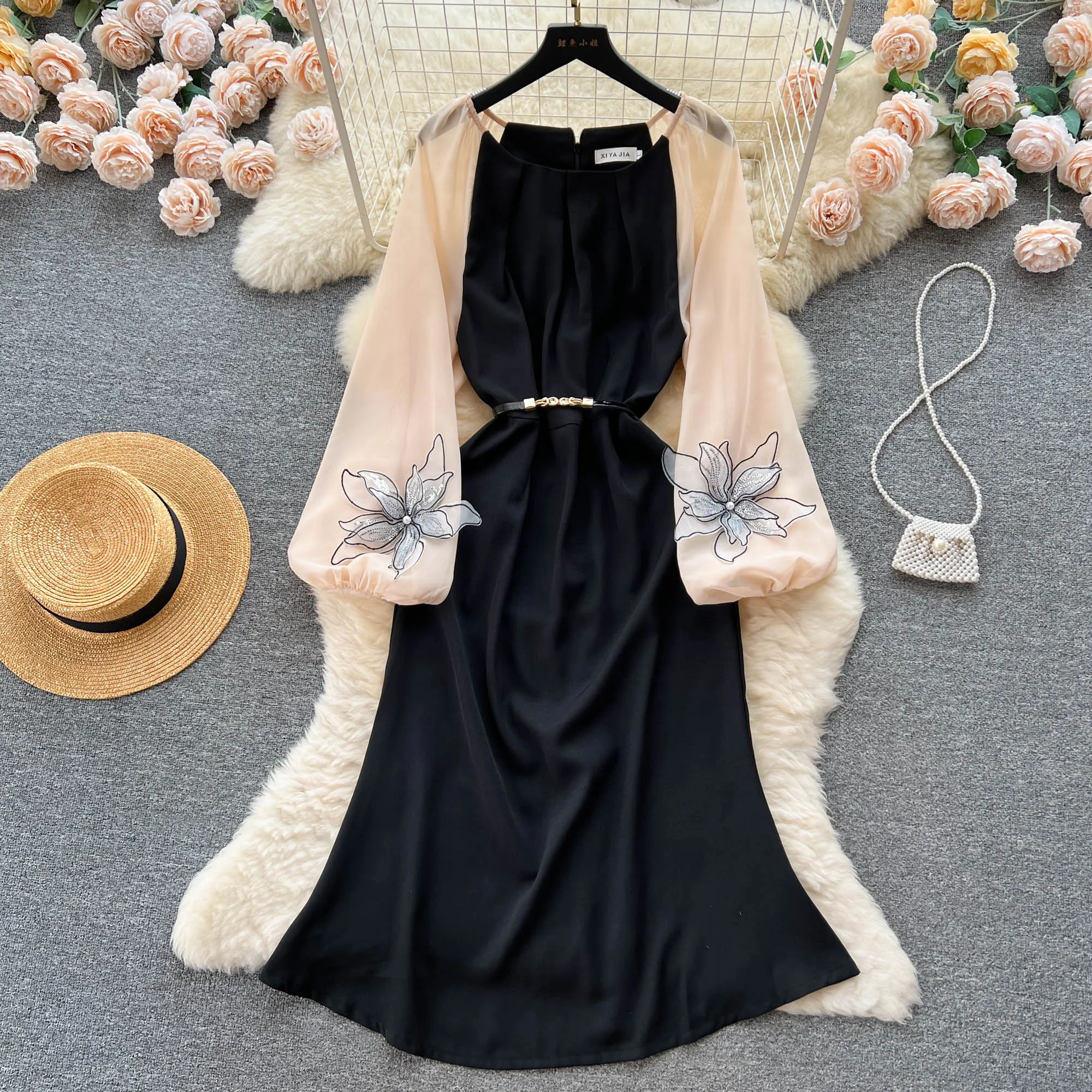 retro casual dresses BABEYOND Retro Lace Trimmed Day Dress, Retro Day Dresses, Olive Shadow