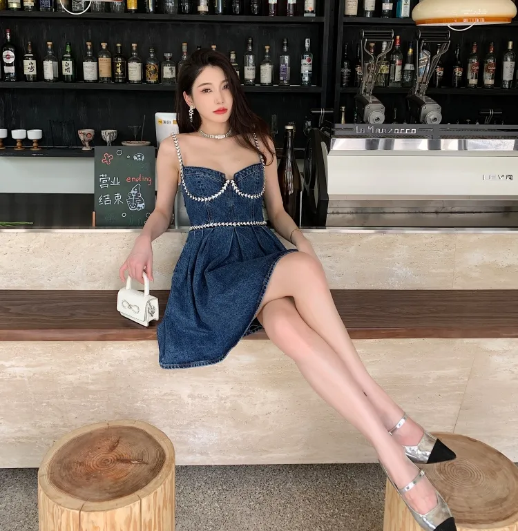 true religion denim dress Away Denim Slip Maxi Dress  Abi+Ari