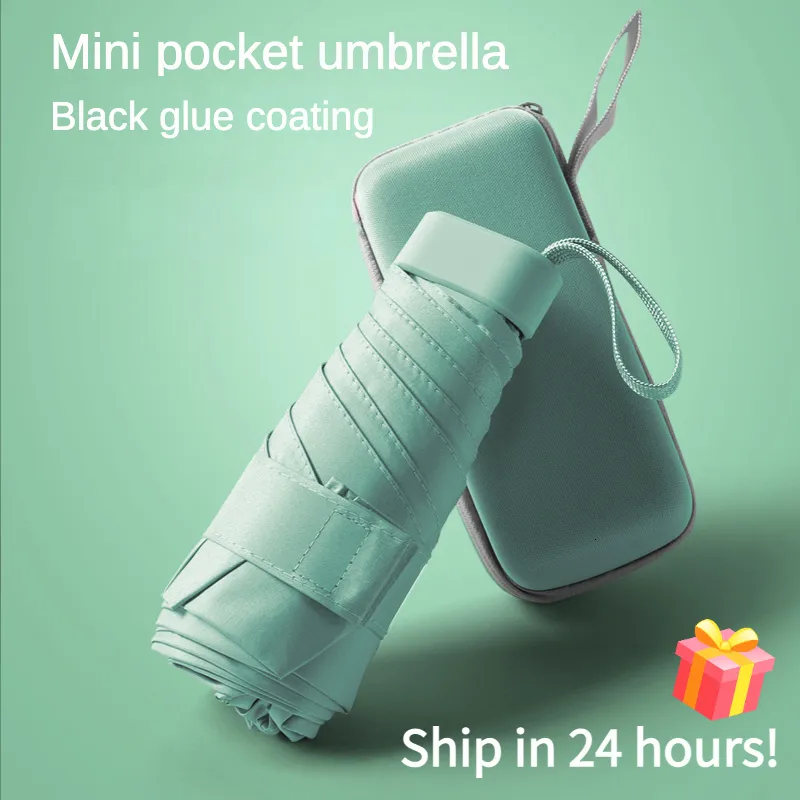 Paraplyer mini Pocket Paraply for Women Plat 6 Folding UV Sunscreen Waterproof Solproof Small Sunshade Rain and Sun Guarda Chuva 230621