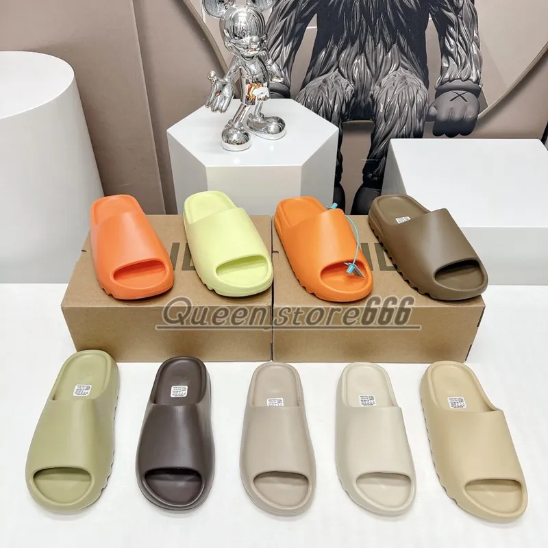 High quality Slippers EVA men woman Comfortable Sandals Glow Green Soot Onyx Black Bone Blue Resin Desert Sand Pure foam slides mens slide