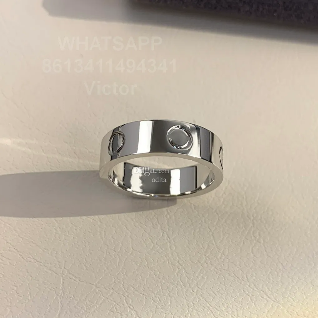 Love Ring 5.5mm Gold Plated 18k T0p Quality for Woman Designer Couple Ring Size 6789 for Man أعلى جودة هدية مجوهرات فاخرة لصديقته مع Box 008