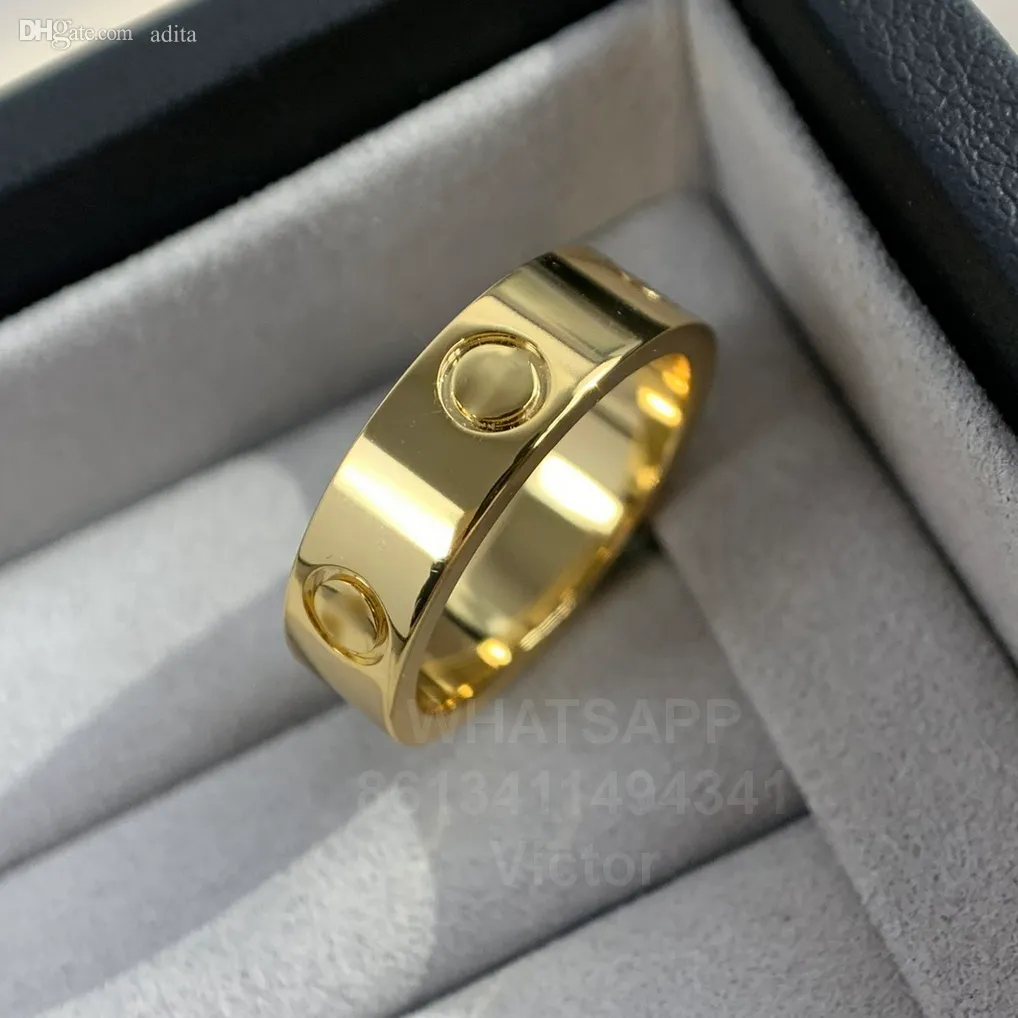 LOVE ring 5.5MM Gold plated 18K T0P quality for woman designer Couple RING Size 6789 for man highest counter quality Luxury jewelry gift for exquisite gift with box 008