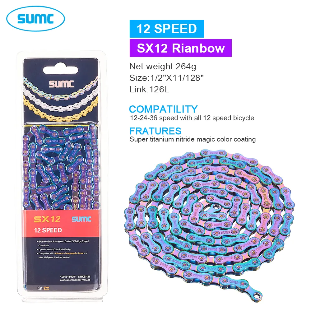 SUMC SX12SL 12-Speed Diamond Coating Chain – 126 Links, Road/MTB