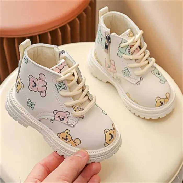 Frühling Herbst Kinder Turnschuhe Pu Leder Outdoor Kinder Sportschuhe Niedlichen Cartoon Kleinkind Kinder Martin Stiefel Mode Jungen Mädchen Seitlichem Reißverschluss Ankle Booties