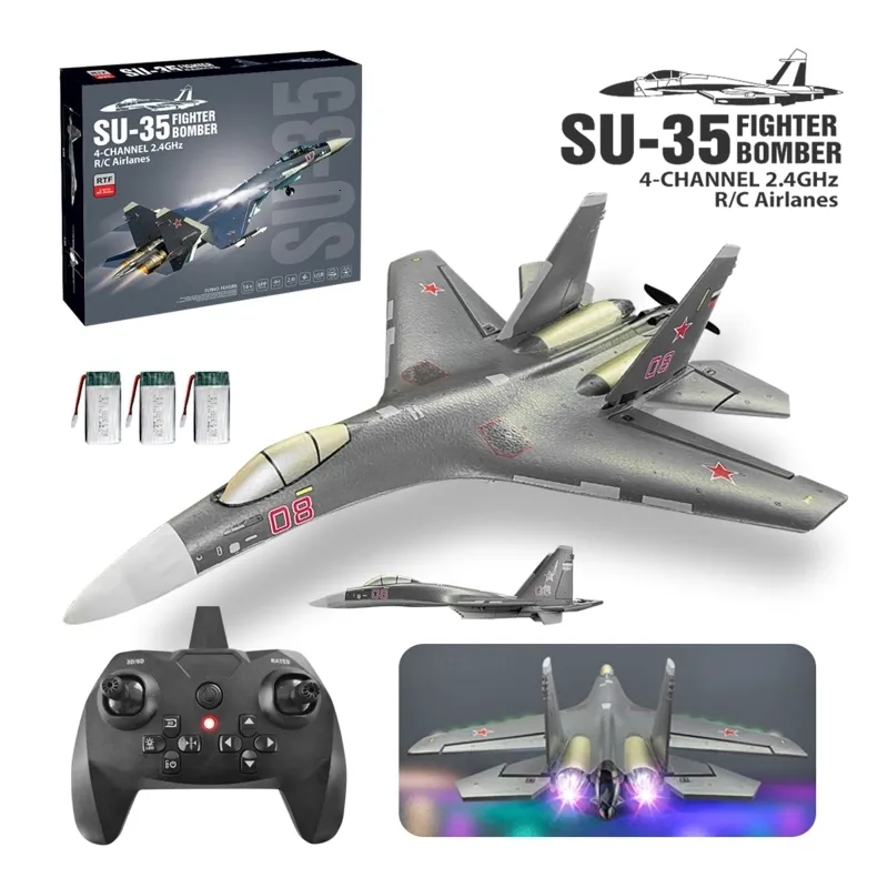 Electricrc SU-35 Stunt Aircraft Six-axis Remote Control Air Plane Toy 2.4G 4CH RC Fighter for Teens Outdoor Play Birthday Gift 230621