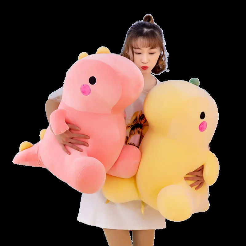 Poupées en peluche 22 ~ 55cm Dinosaures colorés Poupées en peluche Squishy Kawaii Animal Réconfortant Plushie Peluche Vert Rose Jaune Dino Cartoon Toy 230621