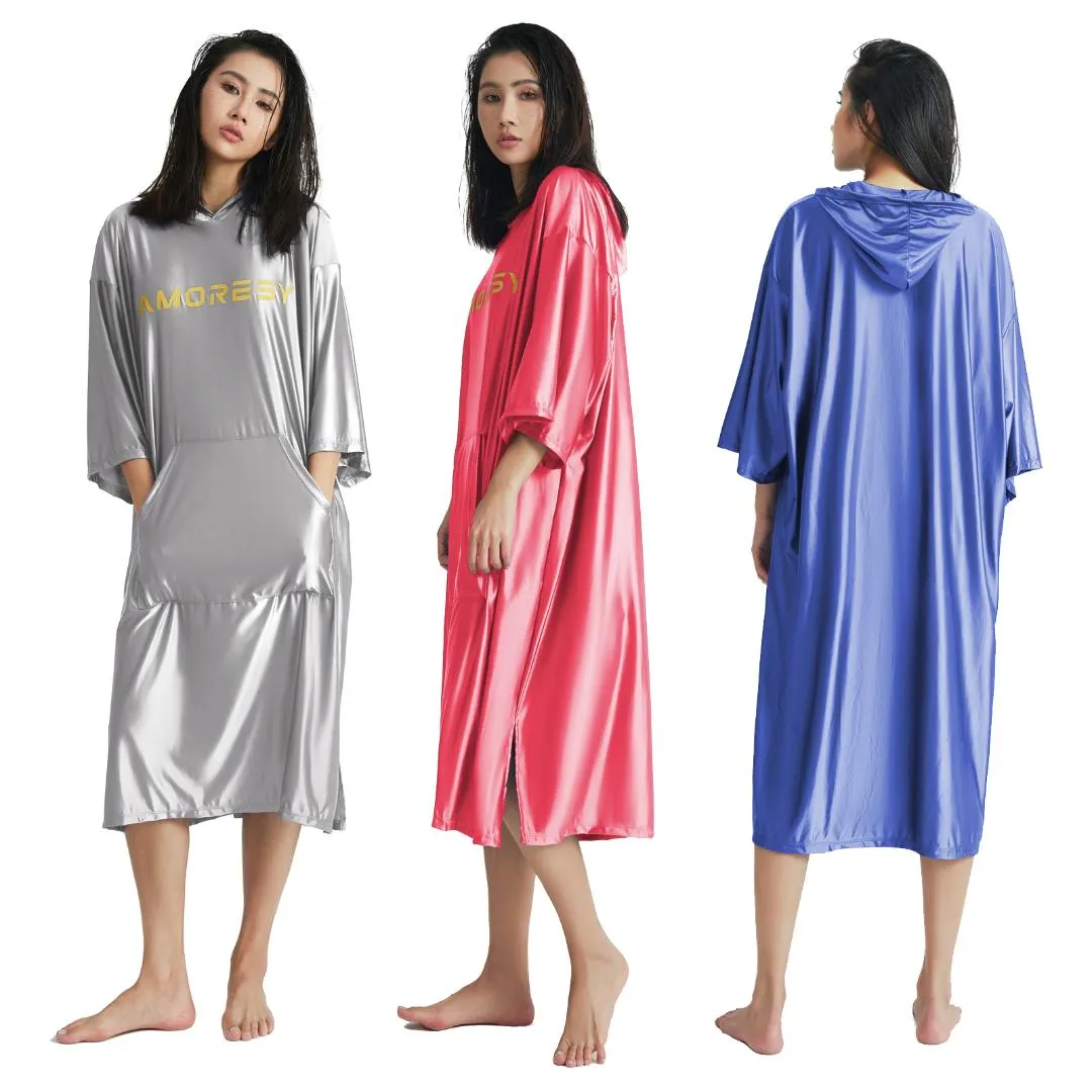 Amoresy Cape à Séchage Rapide Serviette de Bain Absorbant Plage Adulte Changeant Peignoir Maillots de Bain à Capuche