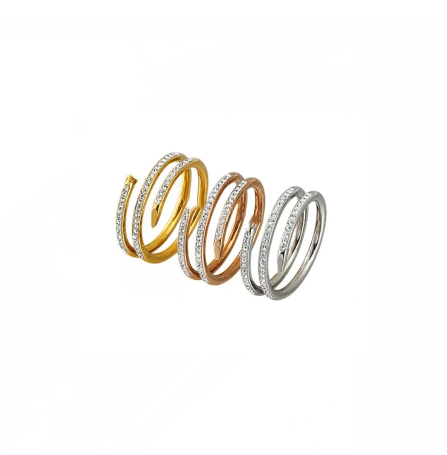 Luxury Brand Womens Ring Designer Nail Ring Two-Ring Smycken Ring Womens Classic Titanium Steel Rose Gold Rings smycken Love Rings